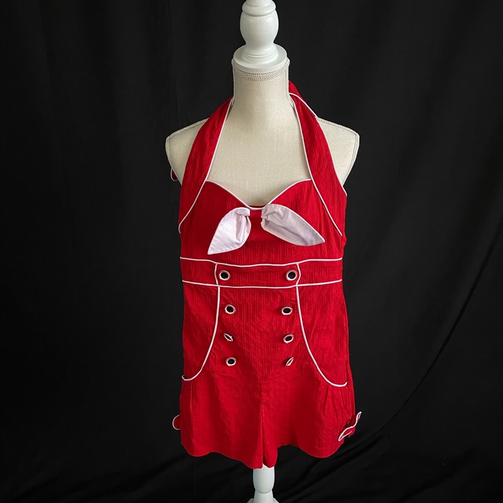 Vintage pinup style red romper